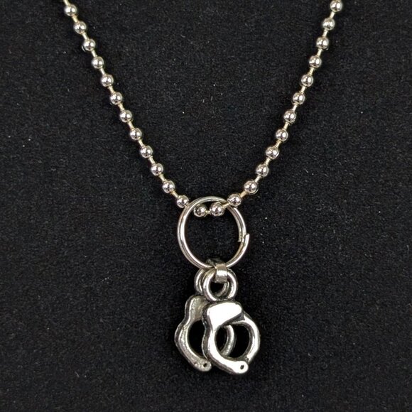 (2/$20) Ball Chain Tiny Handcuff Pendant Necklace - Picture 3 of 5